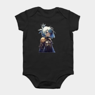 Blue hair anime Angel military girl Baby Bodysuit